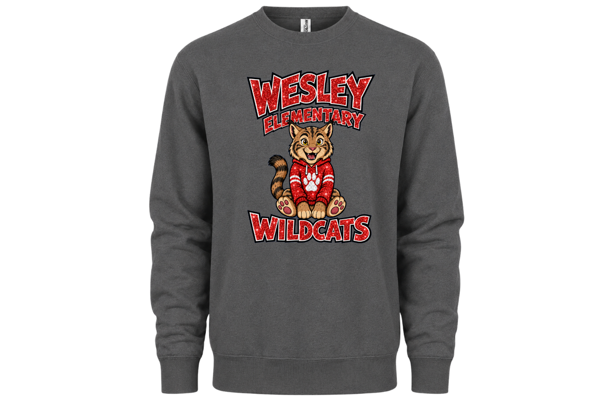 Sweatshirt - Glitter Wesley Wildcats Pride - Dark Grey