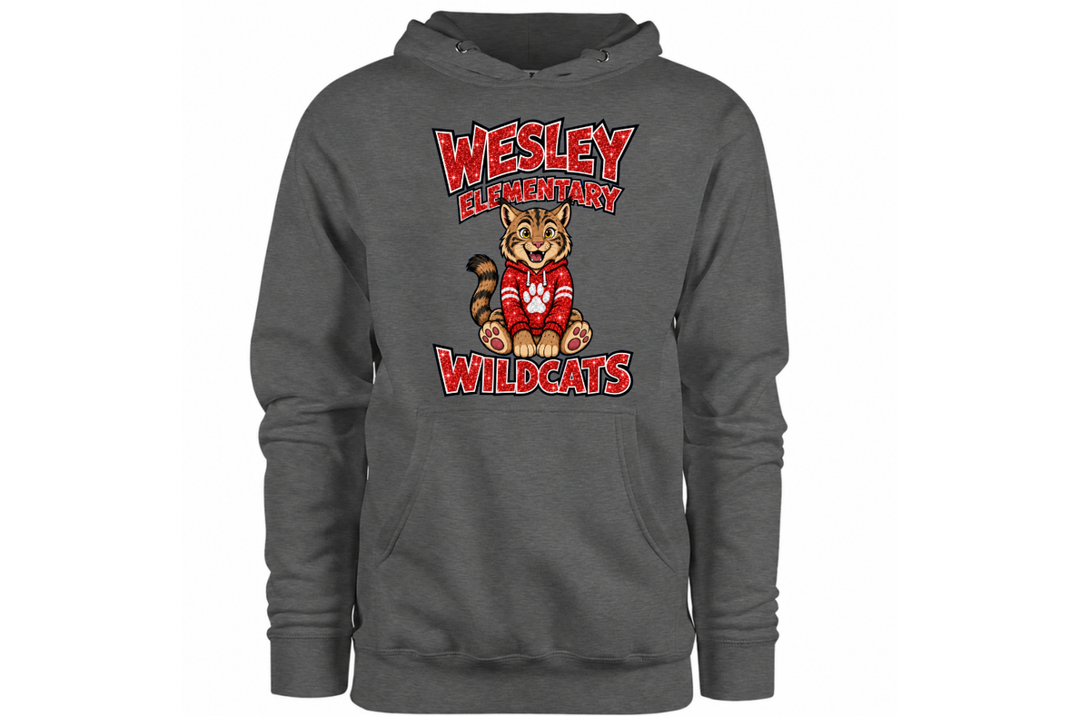 Hoodie - Glitter Wesley Wildcats Pride - Dark Grey