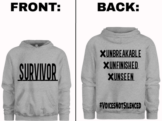 Hoodie - Survivor – X. X. X - Grey