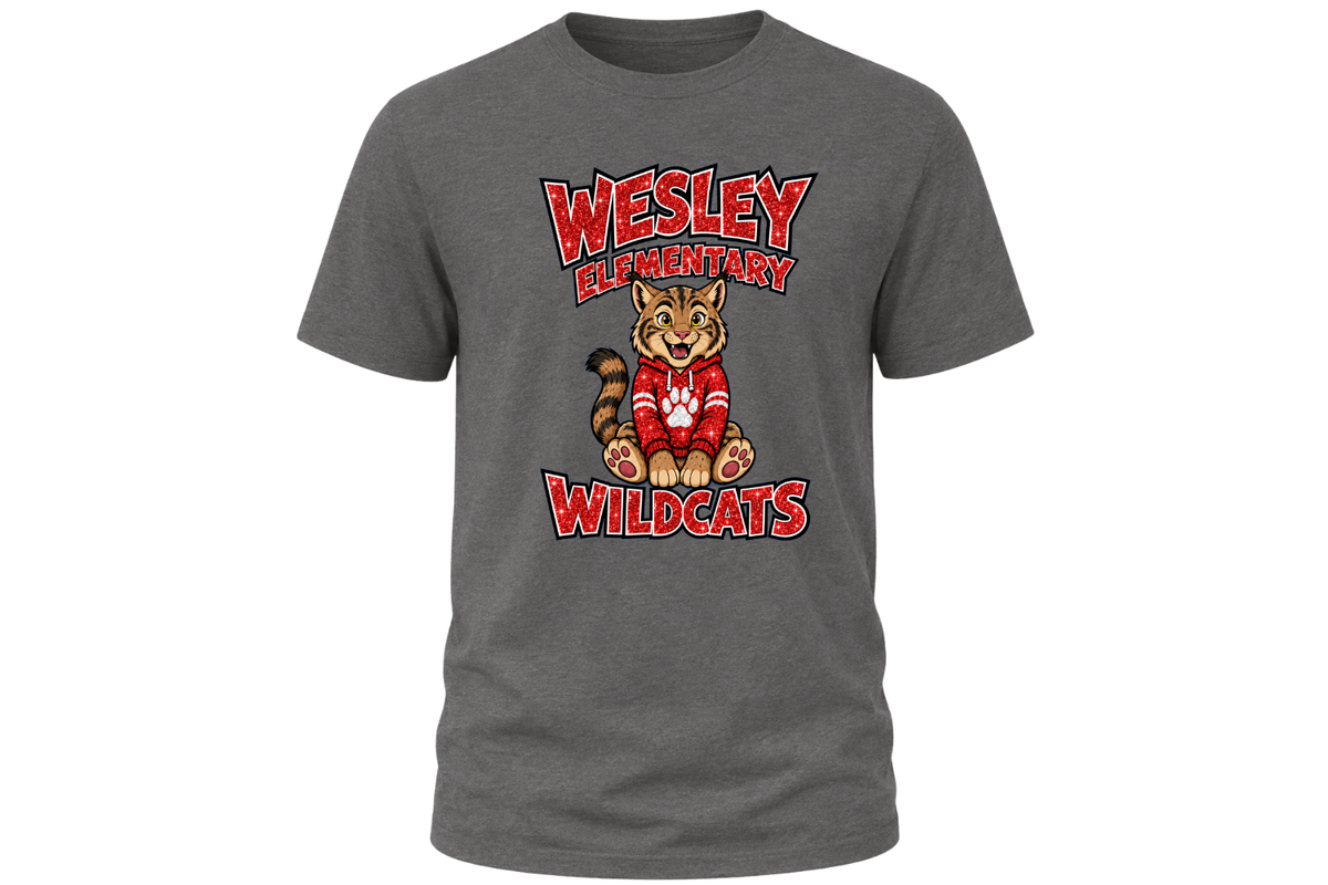 T-Shirt - Glitter Wesley Wildcats Pride - Dark Grey