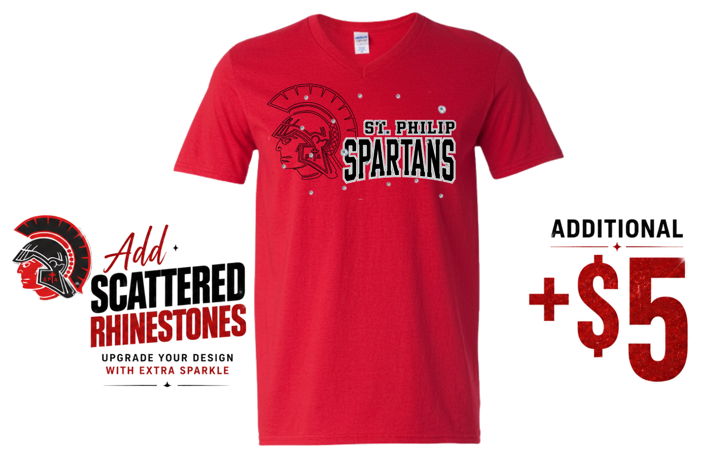 St Philip Spartans V-Neck T-Shirt