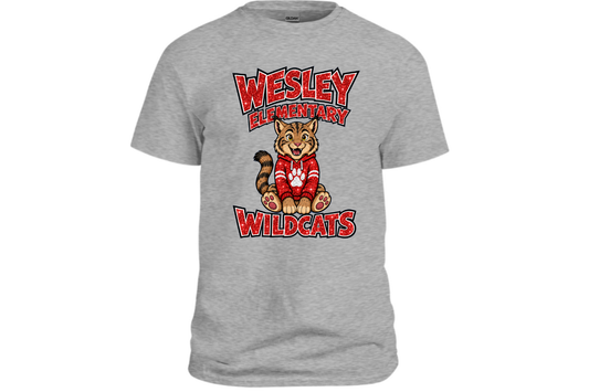 T-Shirt - Glitter Wesley Wildcats Pride - Light Grey