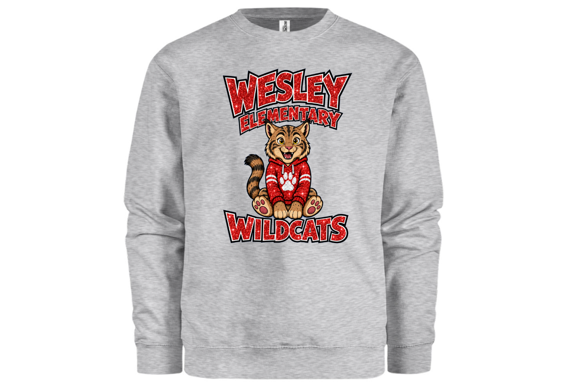 Sweatshirt - Glitter Wesley Wildcats Pride - Light Grey
