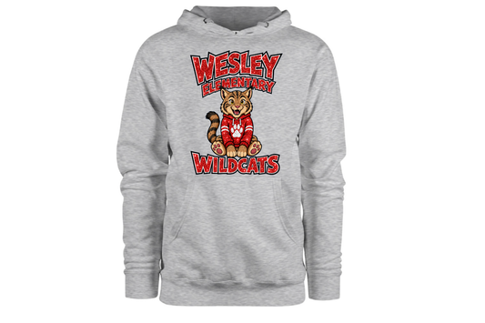 Hoodie - Glitter Wesley Wildcats Pride - Light Grey