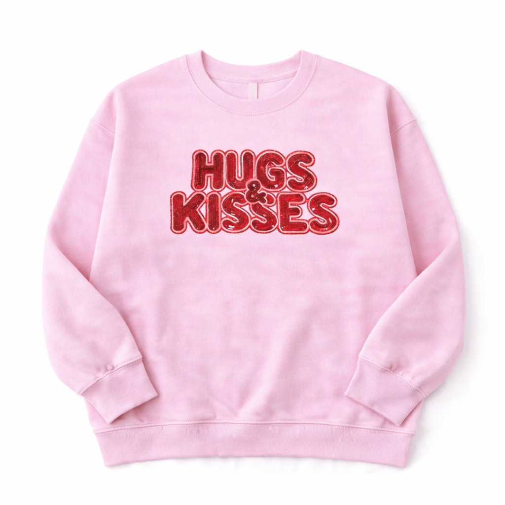 Sweatshirt - Hugs & Kisses - Pink