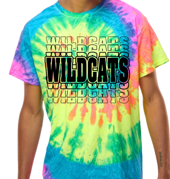 T-Shirt - Wildcats - Rainbow Tye-Dye